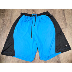 Nike Air Jordan Men's Black Electric Blue Athletic Basketball Shorts Size XXL